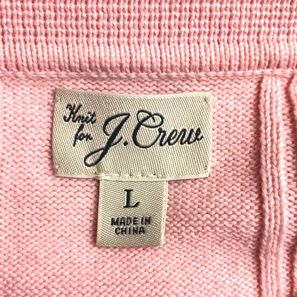 J. Crew Short Sleeve Light Pink Cable Knit Polo Cardigan